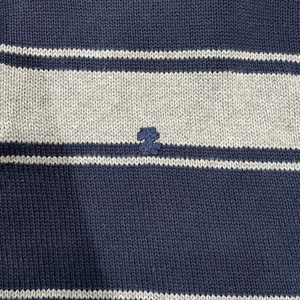 NWT IZOD Boys Quarter Zip Pullover Sweater Size XL 18/20 Navy Gray Stripe - Picture 6 of 10